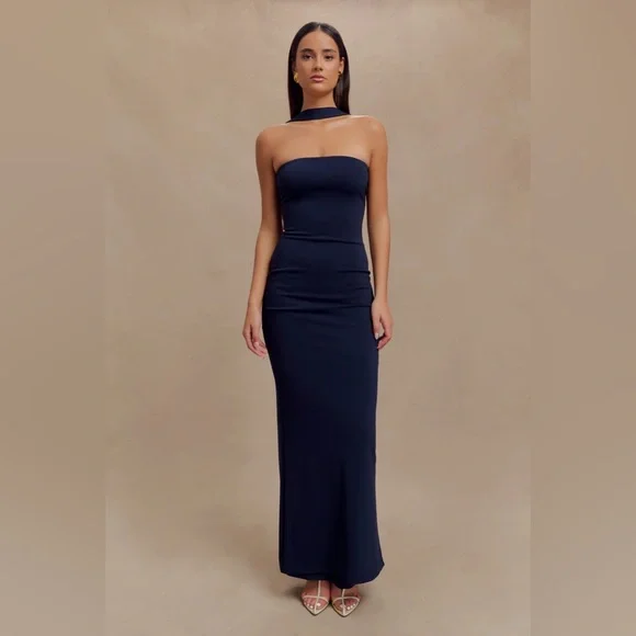 chinese dress ladies Cecelia Halter Draped Maxi Dress • Shop American Threads Boutique Butter Yellow / M main image 1